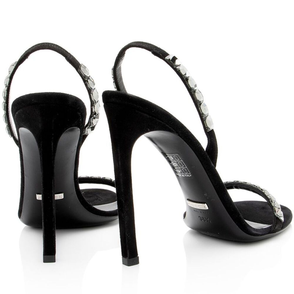 Gucci Suede Crystal Mallory Sandals - Size 8.5 / 38.5 - Picture 3 of 7
